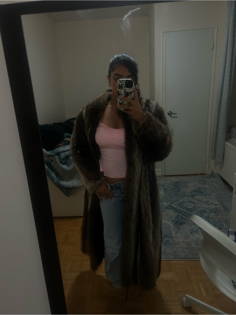 Vintage rare Dasco fur long coat real fur made in Japan